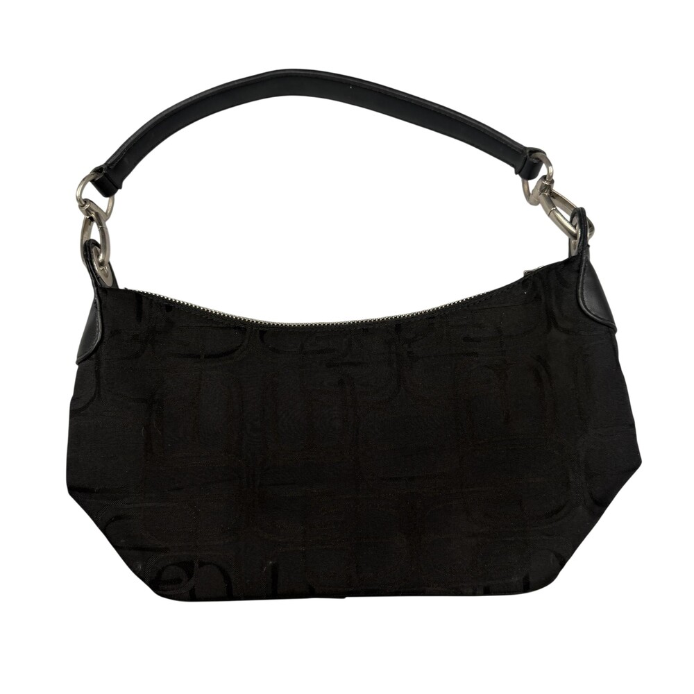 Express Shoulder Bag Womens Small Black Monogram Faux Leather Strap Zip Purse